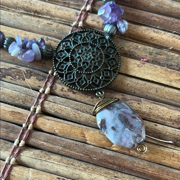 💜Purple Handcrafted Lepidolite Pendant Necklace - Picture 3 of 12